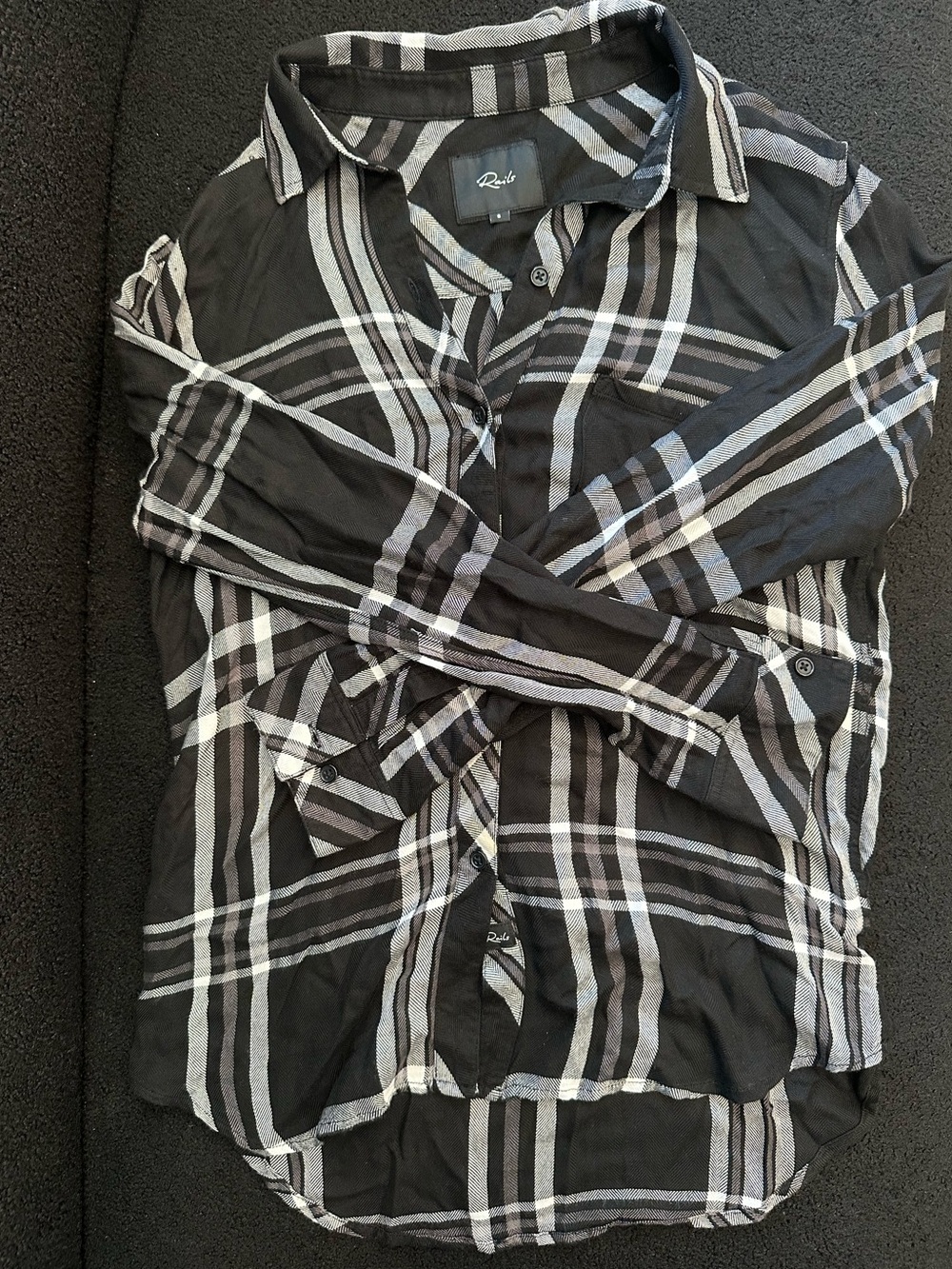 Rails Black White Gray Hunter Plaid Long Sleeve